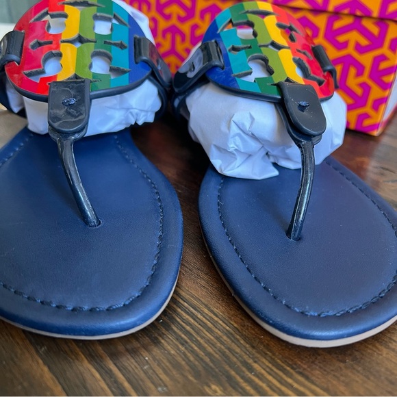 Tory Burch Rainbow Miller In Navy Leather US7 $228 - Picture 8 of 13